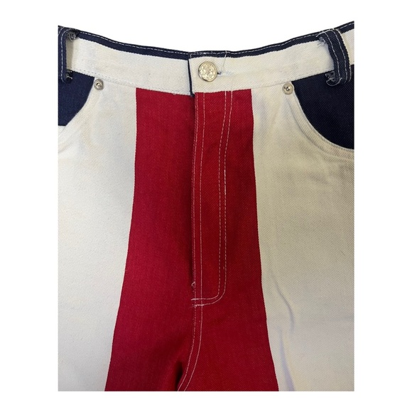 Vintage Red, White, & Blue Striped Cotton Shorts 3 90’s - Picture 3 of 6